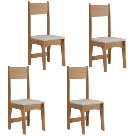 Conjunto 4 Cadeiras para Sala de Jantar Savana Marrom/Mel