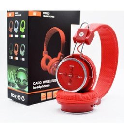 Fone Ouvido Rádio Estéreo FM Bluetooth MP3 Vermelho B-05 - 1