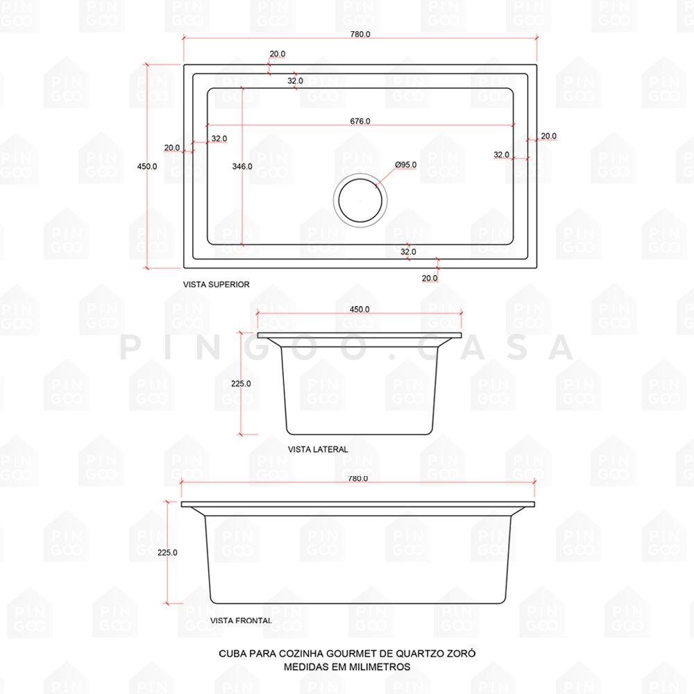 Cuba Para Cozinha Gourmet De Quartzo Com Acessórios Zoró Pingoo.casa - Preto - 10