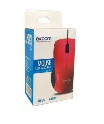 Mouse com cabo USB 1000Dpis preto MS-47 Exbom - 2