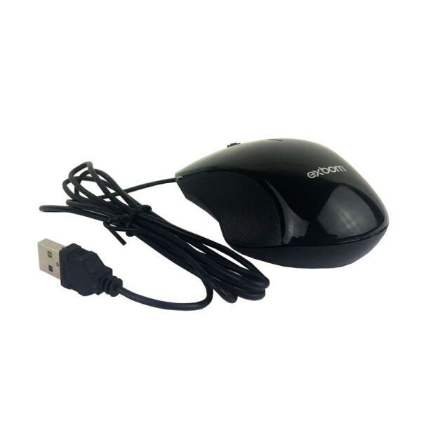 Mouse com cabo USB 1000Dpis preto MS-47 Exbom - 1