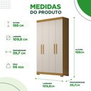 Ver imagem 3 de Guarda Roupa Solteiro Canadá 4 Portas 100% MDF Linhamobília ACP Móveis Cinamomo/Off White