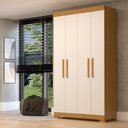 Ver imagem 1 de Guarda Roupa Solteiro Canadá 4 Portas 100% MDF Linhamobília ACP Móveis Cinamomo/Off White