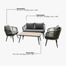 Conjunto de Àrea Externa Capri com 1 Sofá, 2 Poltronas 1 Mesa - Cinza - 9