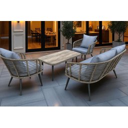 Conjunto de Àrea Externa Capri com 1 Sofá, 2 Poltronas 1 Mesa - Cinza - 2