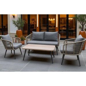 Conjunto de Àrea Externa Capri com 1 Sofá, 2 Poltronas 1 Mesa - Cinza