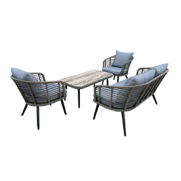 Conjunto de Àrea Externa Capri com 1 Sofá, 2 Poltronas 1 Mesa - Cinza - 2