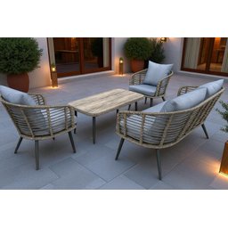 Conjunto de Àrea Externa Capri com 1 Sofá, 2 Poltronas 1 Mesa - Cinza - 16