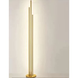 Luminária Chão Moderna Slim Linear Triplo Perfil Led Integrado Base Redonda 1,20m - Dourada - 1