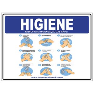Placa Os 9 Passos da Higienização Das Mãos 20x30cm Tacolado 03 Unidades