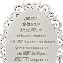 Placa Decorativa Oração Coragem Com Arabesco 25x19 MDF 3mm Branco - D'Rossi DRossi - 2