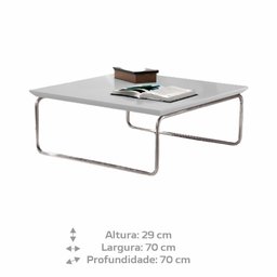Mesa de Centro Munique 70x70 Cm Branco com Base Cromada - 3 Mesa de Centro Munique 70x70 Cm Branco com Base Cromada - 3