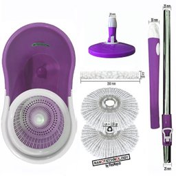 Mop 360 com Cabo 35% + Robusto de 25mm + Dupla Bucha na Cesta Padrão Usa Marca Official Flexmop®Nº 1:V - 3