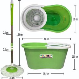 Mop 360 com Cabo 35% + Robusto de 25mm + Dupla Bucha na Cesta Padrão Usa Marca Official Flexmop®Nº 1:V - 10