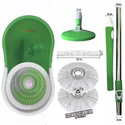 Mop 360 com Cabo 35% + Robusto de 25mm + Dupla Bucha na Cesta Padrão Usa Marca Official Flexmop®Nº 1:V - 2