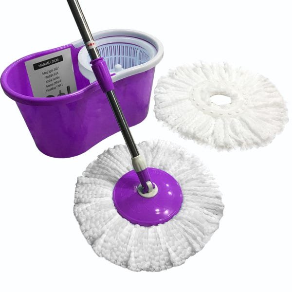 Mop 360 com Cabo 35% + Robusto de 25mm + Dupla Bucha na Cesta Padrão Usa Marca Official Flexmop®Nº 1:R