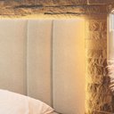 Ver imagem 4 de Cabeceira Estofada Iluminação Led Cama Casal King Size 200 Cm: Bouclé Bege