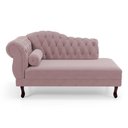 Ver imagem 1 de Divã Recamier Chaise Longue Lavínia 150cm Capitonê Pés de Madeira Veludo Rosé - Abmaza