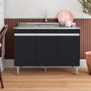 Ver imagem 1 de Balcão Manu com Pia e Cuba Ghelplus 120cm Preto Ajl Móveis