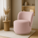 Ver imagem 2 de Poltrona Orgânica Redonda Bouclé Rose Luxo Moderna Design Confortável P/ Sala Espera Recepção Hall