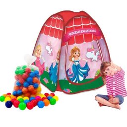 Toca Barraca Infantil Dobrável Pop Up Princesas Encantadas + 50 Bolinhas Coloridas - 1