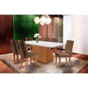 Ver imagem 1 de Sala de Jantar Completa Luna Tampo Madeirado Canto Curvo 180x90cm e 6 Cadeiras Grécia Imbuia-suede