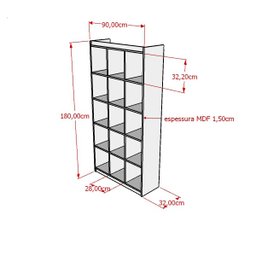 Estante Colmeia MDF Para Loja 15 Nichos Modelo Light 90x180x32 cm Comac - 2
