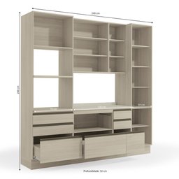 Cozinha Completa Planejada 2,40mt 05 Peças Linha Maxxi Cb342 Kappesberg- Nogal - 2