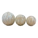 Ver imagem 2 de Esfera Murano Branca com Dourado - Tamanho G (12 X 12 Cm)