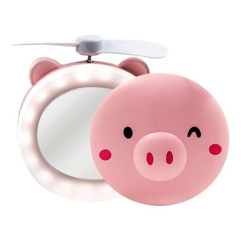 Mini Ventilador Portátil com Espelho Led Premium