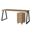 Ver imagem 2 de Mesa Escrivaninha Industrial e Gaveteiro com Rodízios Idea A03 Nogal Sevilha Preto - Lyam Decor
