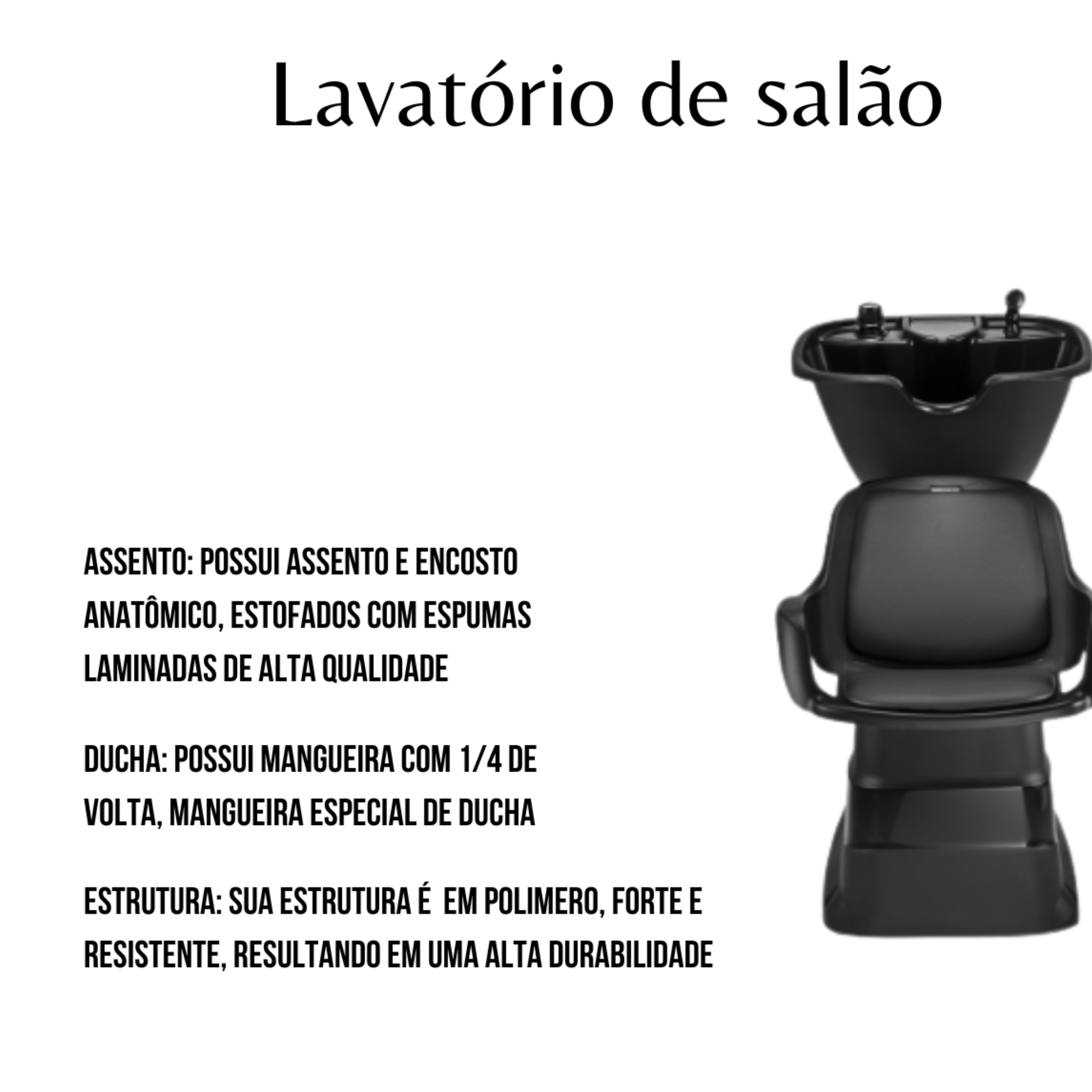 Kit Salão Lavatório Almofado + Carrinho + Cadeira Salão - 5