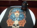 Ver imagem 4 de Toalha Esoterica Tarot Rosto Mulher Xamã Rosas Pena Caveira