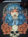 Ver imagem 5 de Toalha Esoterica Tarot Rosto Mulher Xamã Rosas Pena Caveira