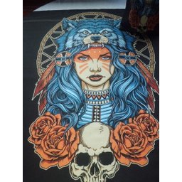 TOALHA ESOTERICA TAROT ROSTO MULHER XAMÃ ROSAS PENA CAVEIRA - 5