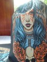 Ver imagem 3 de Toalha Esoterica Tarot Rosto Mulher Xamã Rosas Pena Caveira
