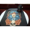 TOALHA ESOTERICA TAROT ROSTO MULHER XAMÃ ROSAS PENA CAVEIRA - 4