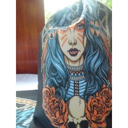 TOALHA ESOTERICA TAROT ROSTO MULHER XAMÃ ROSAS PENA CAVEIRA - 3