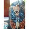 TOALHA ESOTERICA TAROT ROSTO MULHER XAMÃ ROSAS PENA CAVEIRA - 3