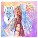 Ver imagem 1 de Toalha Esotérica Tarot Lobo Animal Poder Mulher Xamanica