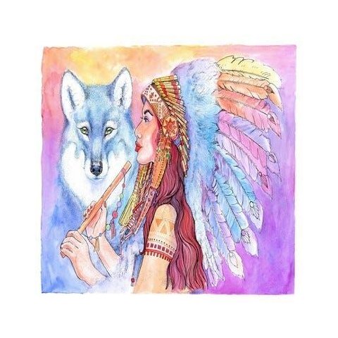 Toalha Esotérica Tarot Lobo Animal Poder Mulher Xamanica