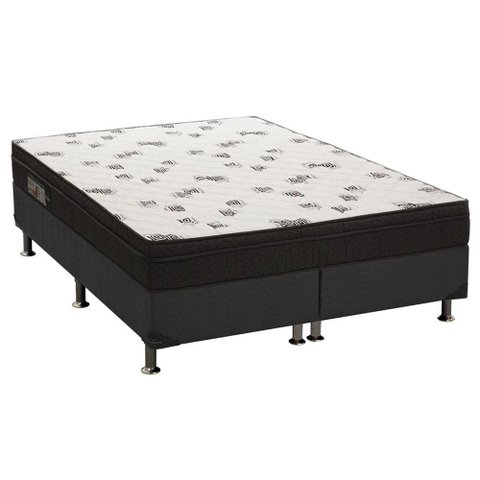 Cama Box King: Colchão Espuma Ortobom D45 Light + Base CRC Suede Black(186x198)