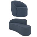 Ver imagem 1 de Sofá 4 Lugares Orgânico 220cm Morgan e Poltrona Lua Suede Azul M D03 - D’Rossi