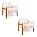 Ver imagem 1 de Kit 02 Poltronas Lana Suede Rosa Bebê Base de Madeira - D’Rossi