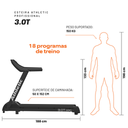 Esteira Profissional Athletic Amazon 3.0t 25km/h Suporta 150kg 18 Programas para Academias/condomíni - 5