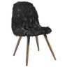 Cadeira Decorativa Rolg Pelo Sintetico Preto Pes Madeira Sone - 1