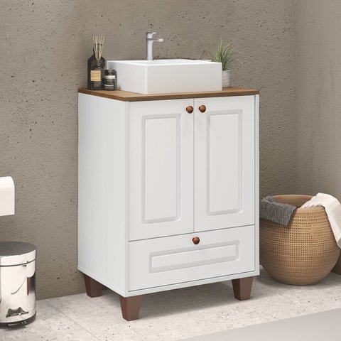 Gabinete para Banheiro 60cm Córdoba Yescasa Branco/Carvalho