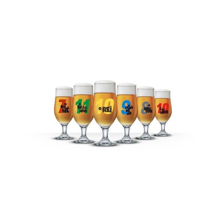 Taças De Cervejas Temáticas - Craques 340Ml - 6 Unidades
