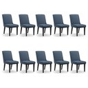 Ver imagem 1 de Cadeira Sala de Jantar Base Madeira Preto Kit 10 Sofia Suede Azul Marinho D03 - D'Rossi