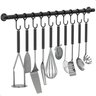 Porta Utensílios e Talheres 55cm com 10 Ganchos Preto Fs - 2